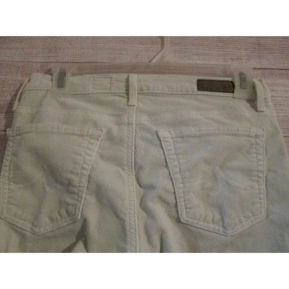 Ag Adriano Goldschmied Corduroy the Stilt Cigarette Pants Size 26 Ivory Solid - Picture 6 of 9